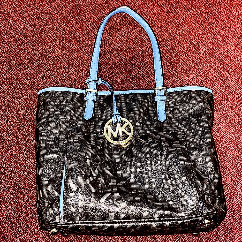 Brown and Blue Michael Kors Purse.